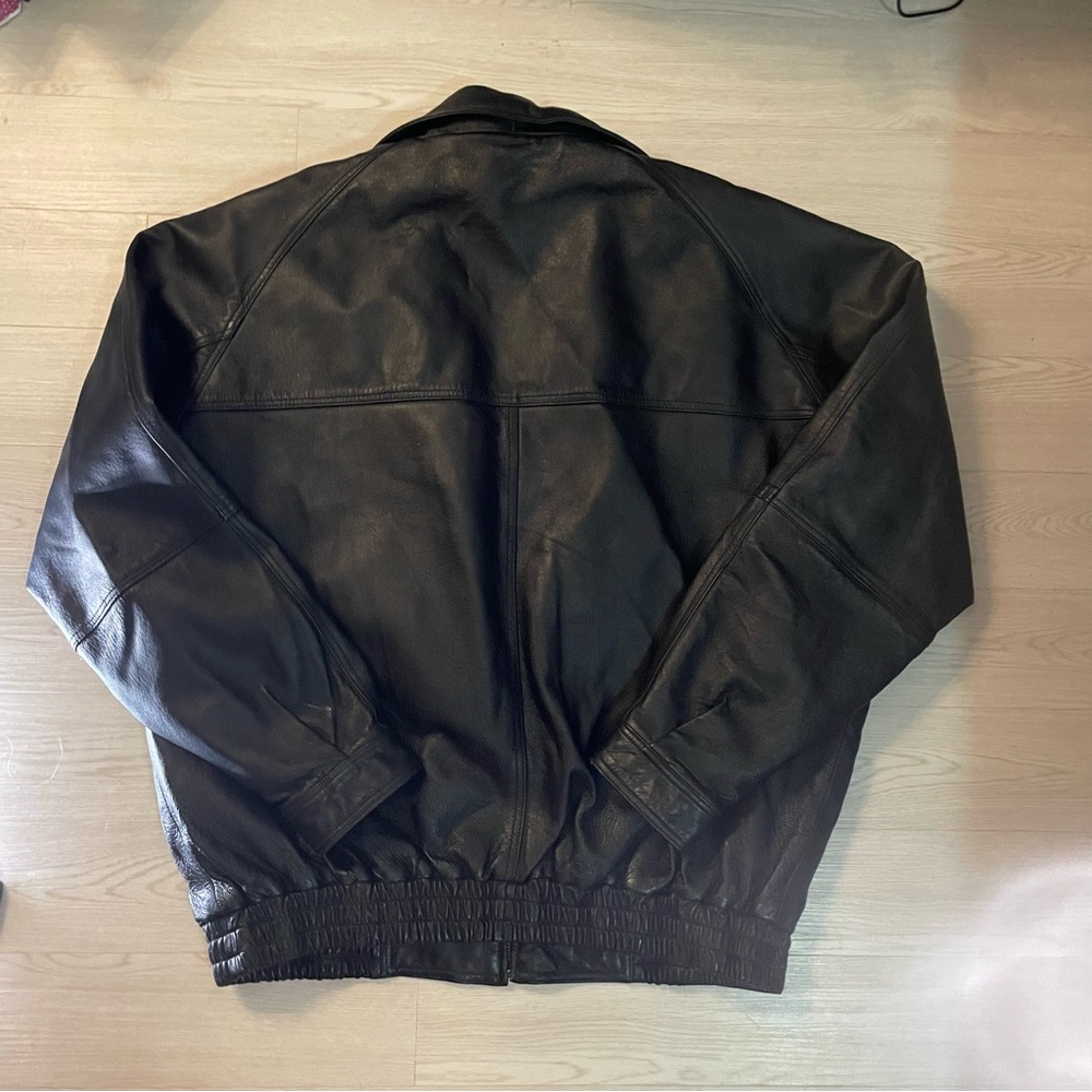 Leathers Mans Leather Jacket 2x Black Zipper Jacket Inner Pocket EUC Vintage - Picture 5 of 7